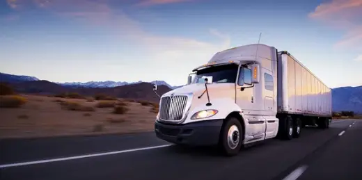 Heavy-duty truck travelling on a highway